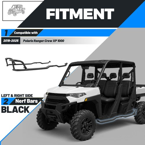 Solid Spare For Polaris Ranger Crew XP 1000 2019-25 24 UTV Rock Sliders Nerf Bars Side Steps