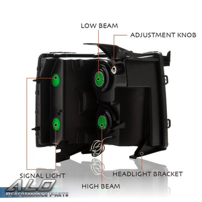 Solid Spare Fit For 07-13 Chevy Silverado 1500 2500 3500 Smoke Lens LED DRL Headlights
