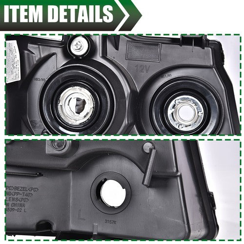 Solid Spare Fit For 2007-2014 Avalanche Tahoe Suburban Clear Lens Chrome Headlights Assembly