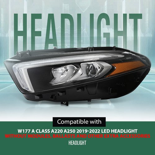 Solid Spare LED Headlight Fit For 2019-2022 Mercedes Benz W177 A Class Left Driver Side LH