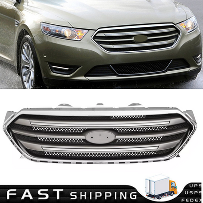 Fit 2013-2019 Ford Taurus Front Bumper Lip Upper Grille Assembly Chrome Grill