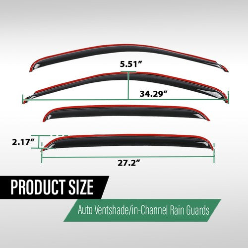 Solid Spare Fit For 07-13 Chevy Silverado GMC Sierra Crew Cab Window Visors Rain Guards