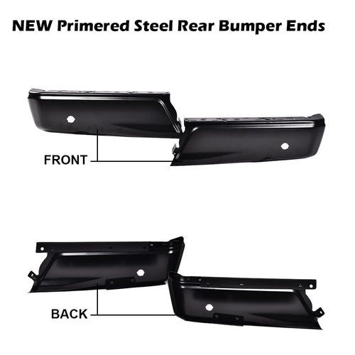 Solid Spare Fit For 2015-2020 Ford F-150 Black Left Right Rear Bumper Ends W/ Park FO1102383