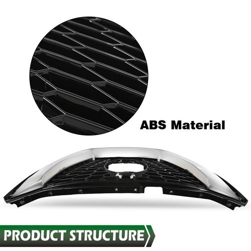 Solid Spare Fit For 20-21 Nissan Qashqai Rogue Sport Front Upper Grille Assembly Chrome