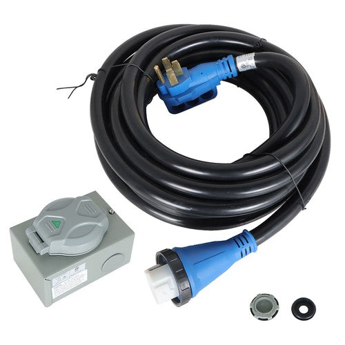 Solid Spare 14-50P 50 Amp 30ft Generator Extension Cord & Power Inlet Box Power Combo Kit