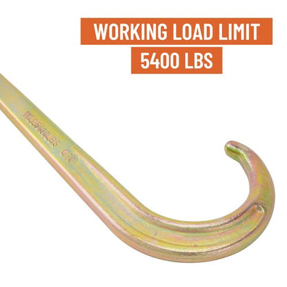 (2)15" Inch J Hook with Chain Link Tow Axle Strap Wrecker Clevis WLL G70 5400LBS