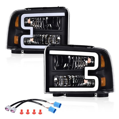 Solid Spare Fit For 2005-2007 Ford F250 F350 F450 F550 Super Duty LED Conversion Headlights