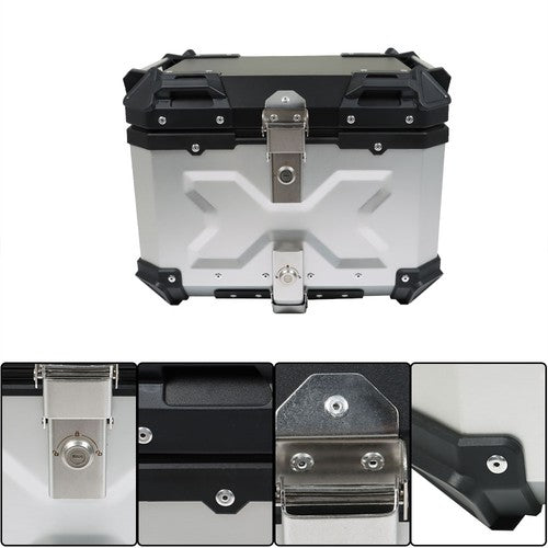 Solid Spare Motorcycle Aluminum Trunk Rear Top Case Luggage Tour Tail Tool Box Lock 45L USA