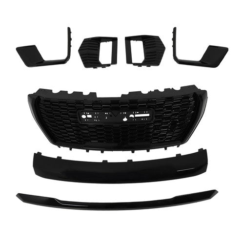 Solid Spare Gloss Black Plastic Bumper Grille Compatible For 2021-23 GMC Yukon&Yukon XL 7pcs