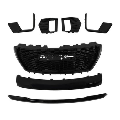 Solid Spare Gloss Black Plastic Bumper Grille Compatible For 2021-23 GMC Yukon&Yukon XL 7pcs