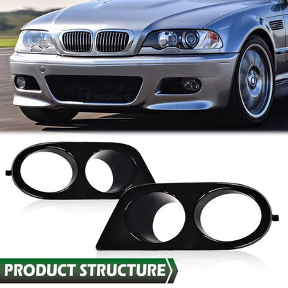 Solid Spare Fit For 2001-2006 BMW E46 M3 2-Door Fog Light Covers Bezel Trim Left+Right