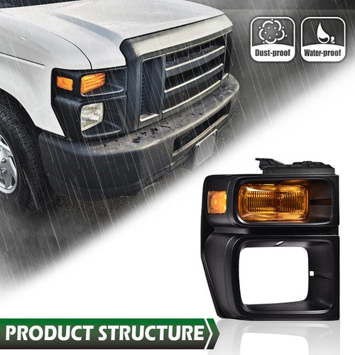 Solid Spare Headlight Trim Bezel w/ Parking Light Fit For 08-14 Ford E150 E250 E350 Right