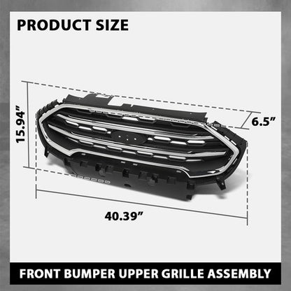 Solid Spare Fit For 2018-2022 Ford Ecosport Front Bumper Upper Grille Grill Black & Chrome
