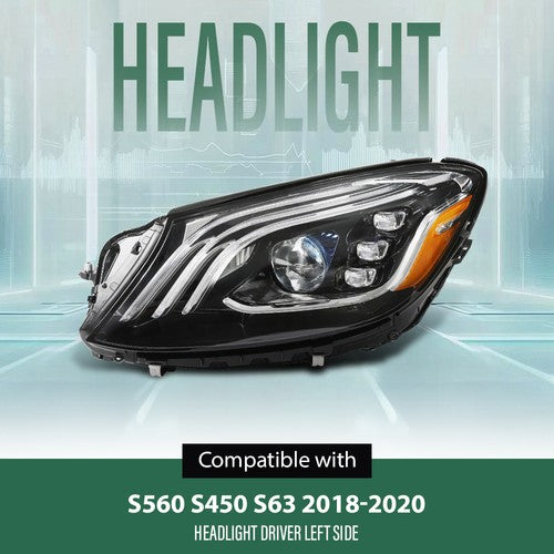 Solid Spare LED Headlight Left Side Fit For 2018-2021 Mercedes-Benz S Class W222 S560 S63