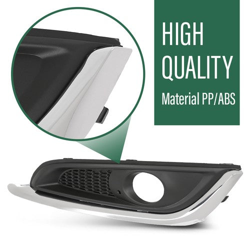 Solid Spare Fit For 2014-2017 Buick Regal Fog Light Bezel Lamp Cover w/ Chrome Trim Left