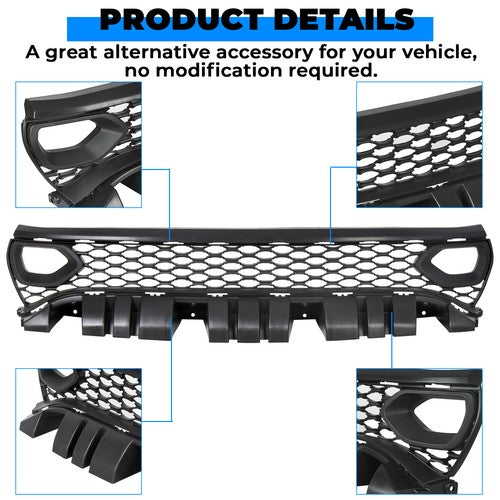 Solid Spare Front Upper Grille Grill With 2 Side Bezels FOR 2015-2023 Dodge Charger SRT GT