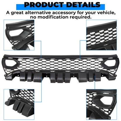 Solid Spare Front Upper Grille Grill With 2 Side Bezels FOR 2015-2023 Dodge Charger SRT GT