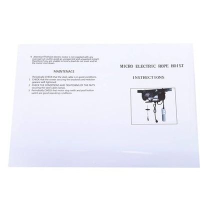 Solid Spare Crane Winch Mini Electric Hoist 2200lbs 14ft Wired Remote Control 1600W 110V