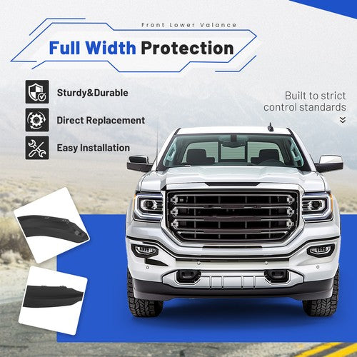 Solid Spare For GMC Sierra 1500 2016-2019 18 Front Bumper Lower Valance Air Deflector Black