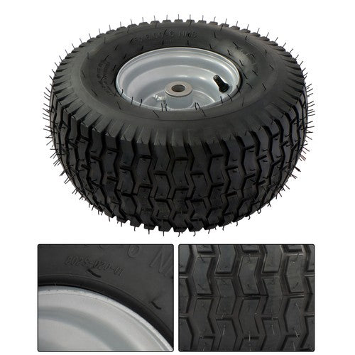 Solid Spare 15x6.00-6 Rubber Lawn Mower Tire and Wheel, 2 Pcs Replacement 3.4' shaft hole