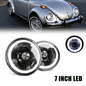 For 1950-1979 VW Beetle Pair 7" Inch Round LED Headlights Halo Cold White LH RH