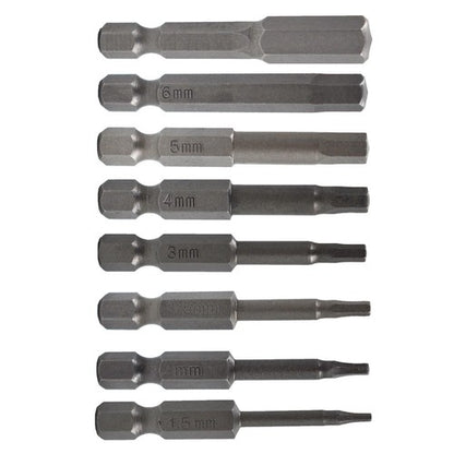 Solid Spare Quick Change Connect Impact Driver Drill Metric 8pcs Hex Head Allen Bit Set