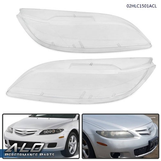 Solid Spare Headlight Replacement Lens Clear Fit For 2003-2008 Mazda 6 Left & Right