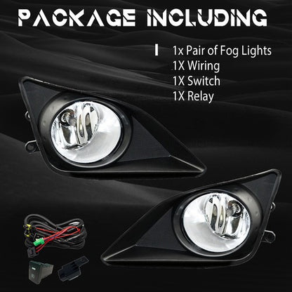 For 2009-2010 Toyota Corolla Pair Clear Bumper Driving Fog Lights Lamps w/Switch