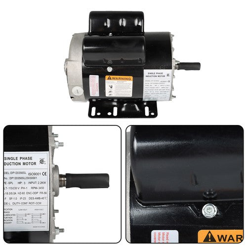 Solid Spare 3 HP SPL 3450RPM Electric Motor Compressor Duty 56 Frame 1Phase 115/230V NEW