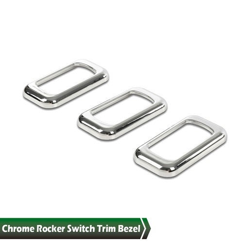 Solid Spare 3pcs Chrome Rocker Switch Trim Bezel Fit For Peterbilt Kenworth Freightliner