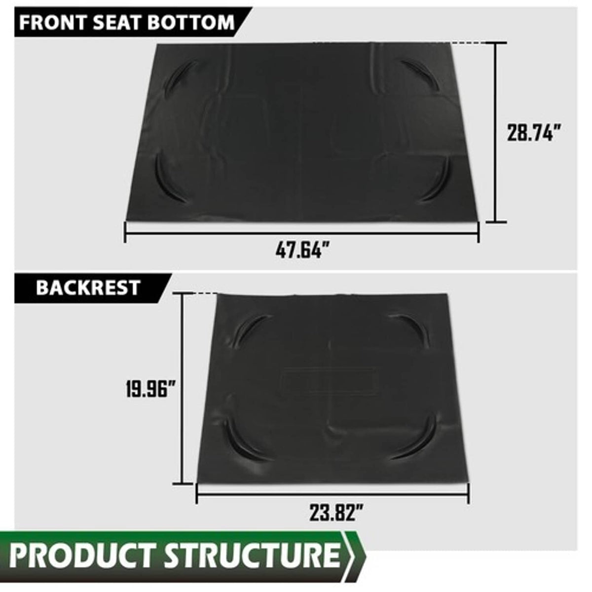 Solid Spare Fit For 1982-2000 PRE-2000 DS Golf Cart Black Club Car Front PU Seat Covers 3Pcs