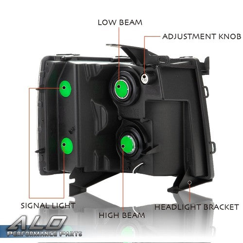 Solid Spare Fit For 2007-2014 Chevy Silverado 1500/2500/3500 Smoke Lens LED DRL Headlights