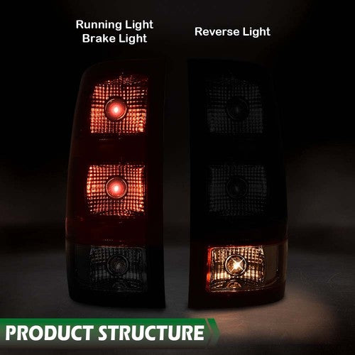 Solid Spare Fit For 07-13 GMC Sierra 1500 2500 3500HD Rear Tail Lights Brake Lamps Assembly