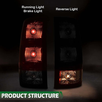 Solid Spare Fit For 07-13 GMC Sierra 1500 2500 3500HD Rear Tail Lights Brake Lamps Assembly
