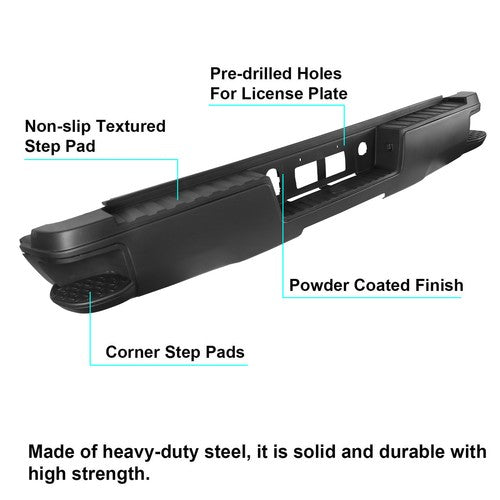 For 2014-2018 Chevy Silverado Sierra 1500 Black Rear Step Bumper w/o Sensor