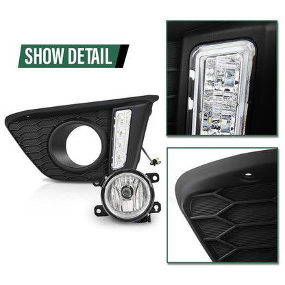 Solid Spare LED DRL Fog Lights Driving Lamps w/ Wiring Fit For 2014-2017 Honda Fit Jazz