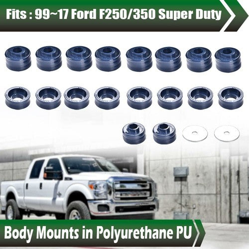 Solid Spare Body Cab Mount Bushing Kit KF04060BK Fit For 99-17 Ford F250 Super Duty 2WD/4WD