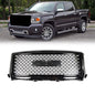 Solid Spare Glossy Black Front Hood Mesh Grille Replacement For GMC Sierra 1500 2014 2015