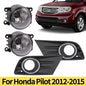 Right+Left Fog Light W/Cover & Chrome Trim For Honda Pilot 2012 2013 2014 2015