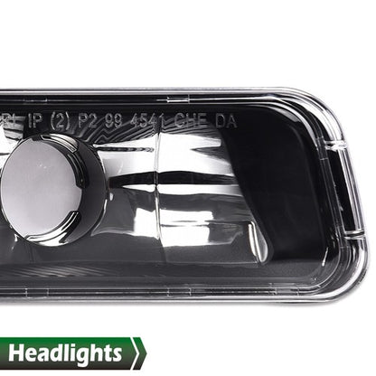 Solid Spare LED DRL Clear Black Headlights+Bumper Lamps Fit For 1999-2007 GMC Sierra/Yukon
