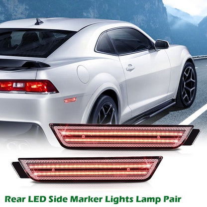 Solid Spare Fit For 10-15 Chevrolet Camaro Clear LED Side Marker Lights Rear Left+Right