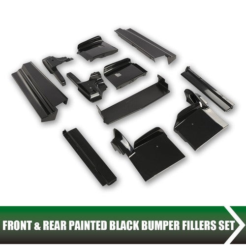 Solid Spare Fit For 1979-1985 Cadillac Eldorado Front Rear Bumper Panel Fillers Set Black