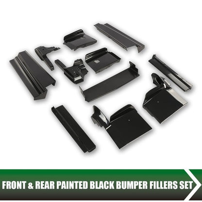 Solid Spare Fit For 1979-1985 Cadillac Eldorado Front Rear Bumper Panel Fillers Set Black