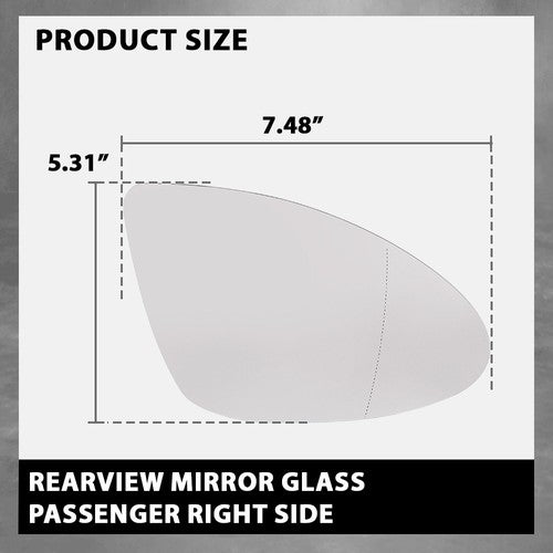 Solid Spare Passenger Side Heated Mirror Glass W/Backing Plate Fit For 11-17 Porsche Cayenne