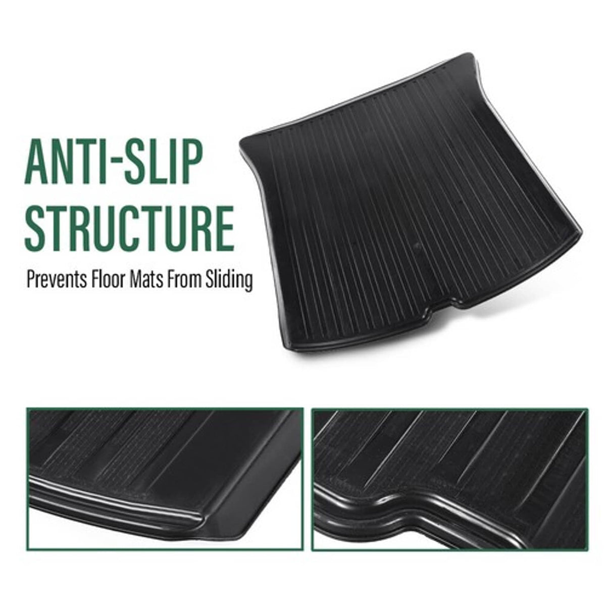 Solid Spare Fit For 20-24 Tesla Model Y TPE Front+Rear Trunk Mats Storage Cargo Liner