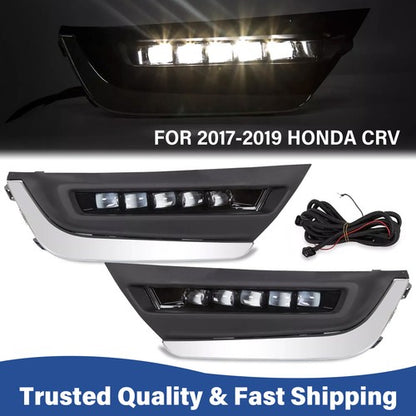 Solid Spare LED DRL Daytime Running Fog Lamp Lights w/Brackets For Honda CRV CR-V 2017-2019