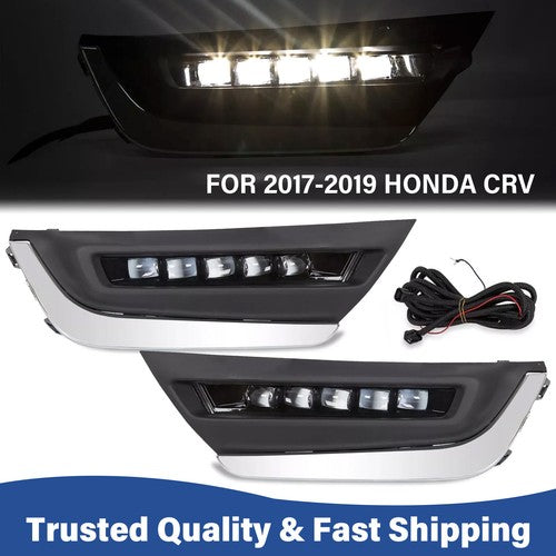 Solid Spare LED DRL Daytime Running Fog Lamp Lights w/Brackets For Honda CRV CR-V 2017-2019