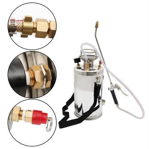 Solid Spare 1.5Gal Stainless Steel Sprayer Pump Sprayer W/ Adjustable Nozzle Hose 6L