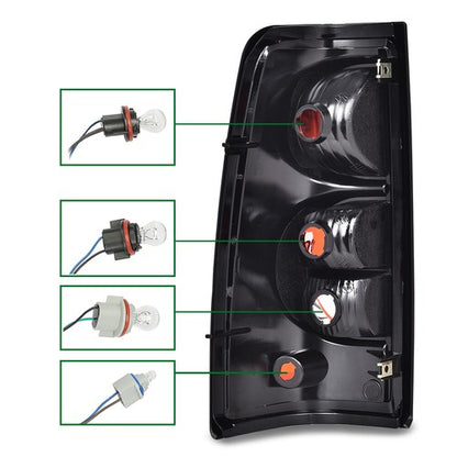 Solid Spare Fit For 03-2006 Chevrolet Silverado LED Tube Smoke Black Headlights+Tail Lights