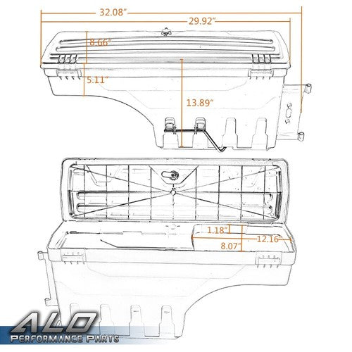 Solid Spare Truck Bed Storage Box Tool Box Left+Right Fit For 02-18 Dodge Ram 1500 2500 3500